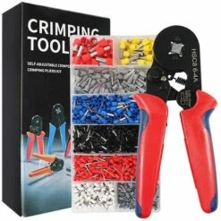 BDD Jeu De Pinces à Sertir, 0,25-10 Mm²/AWG23-7 Outil De Sertissage De Fil à Cliquet Auto-réglable Avec 1200 Connecteurs à Sertir Et Embouts De Fil