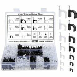 BDD 600 Pièces Clips Câble Avec Clou Rond Cavalier Cable Electrique Blanc Noir Attache Cable Clou 4mm 5mm 6mm 7mm 8mm 10mm 12mm Pour La Fixation De Câble De Bureau à Domicile