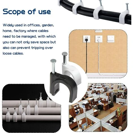 BDD 600 Pièces Clips Câble Avec Clou Rond Cavalier Cable Electrique Blanc Noir Attache Cable Clou 4mm 5mm 6mm 7mm 8mm 10mm 12mm Pour La Fixation De Câble De Bureau à Domicile 5 BDD 600 Pièces Clips Câble Avec Clou Rond Cavalier Cable Electrique Blanc Noir Attache Cable Clou 4mm 5mm 6mm 7mm 8mm 10mm 12mm Pour La Fixation De Câble De Bureau à Domicile – Image 5