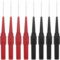 OSQI 8 Pièces Sondes De Test De Multimètre Avec Pointe Pointue En Acier Inoxydable 0,7 X 20 Mm Aiguille De Perçage D'Isolation Pour Multimètres Laboratoires Électriciens Professionnels - Noir Et Rouge
