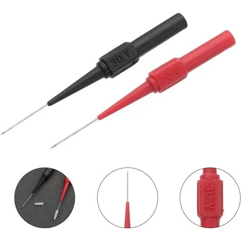 OSQI 8 Pièces Sondes De Test De Multimètre Avec Pointe Pointue En Acier Inoxydable 0,7 X 20 Mm Aiguille De Perçage D'Isolation Pour Multimètres Laboratoires Électriciens Professionnels - Noir Et Rouge 2 OSQI 8 Pièces Sondes De Test De Multimètre Avec Pointe Pointue En Acier Inoxydable 0,7 X 20 Mm Aiguille De Perçage D'Isolation Pour Multimètres Laboratoires Électriciens Professionnels - Noir Et Rouge – Image 2