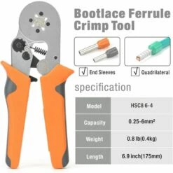 OSQI Outils De Sertissage De Virole Bootlace, Utilisés Pour Les Viroles De Câble à Manchons D'extrémité De 0,25 à 10,0 Mm², Sertisseuse De Fil à Cliquet Auto-réglable - Type De Sertissage Carré -Outil de l'électricien Soldes 2022 65505575 4