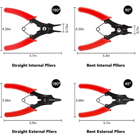 BAICCCF Pince Circlips Ensemble De Pinces à Circlips 4 En 1, Ensembles De Circlips Internes Et Externes, Les Ensembles De Circlips Interchangeables Comprennent Des Buses De Circlip Droites/incurvées Comprenant Deux Têtes De Circlip à 180°, 90° Et 45° 3 BAICCCF Pince Circlips Ensemble De Pinces à Circlips 4 En 1, Ensembles De Circlips Internes Et Externes, Les Ensembles De Circlips Interchangeables Comprennent Des Buses De Circlip Droites/incurvées Comprenant Deux Têtes De Circlip à 180°, 90° Et 45° – Image 3