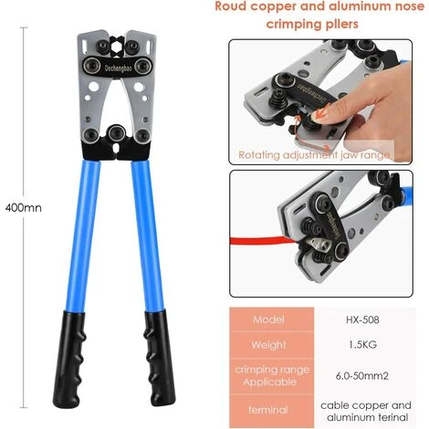 YIDOMDE HX-50B Cosse De Câble De Batterie Outils De Sertissage Pinces D'électricien Pour Sertir Des Câbles De Avec La Plaque Métallique épaissie Et Renforcée 2 YIDOMDE HX-50B Cosse De Câble De Batterie Outils De Sertissage Pinces D'électricien Pour Sertir Des Câbles De Avec La Plaque Métallique épaissie Et Renforcée – Image 2