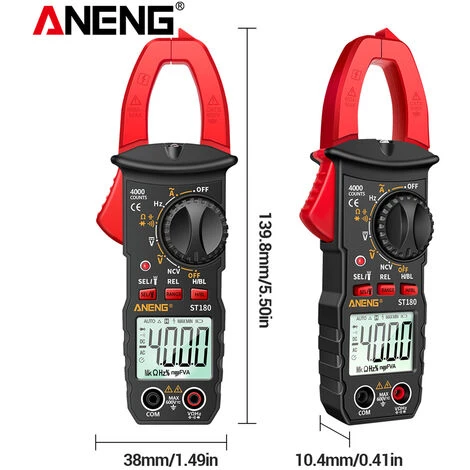 LIFCAUSAL ANENG ST180 4000 Points Pince Multimètre Numérique Multimètre Pince Multimètre Voltmètre Ampèremètre AC DC Tension AC Courant Mètre Testeur NCV Testeur De Compteur Universel Testeur De Pince De Courant -30 ~ 1000 ℃ Température 4 LIFCAUSAL ANENG ST180 4000 Points Pince Multimètre Numérique Multimètre Pince Multimètre Voltmètre Ampèremètre AC DC Tension AC Courant Mètre Testeur NCV Testeur De Compteur Universel Testeur De Pince De Courant -30 ~ 1000 ℃ Température – Image 4