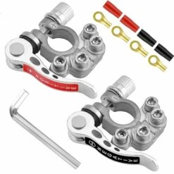 MONLY Connecteurs De Borne De Batterie Bornes De Batterie De Poteau Supérieur De Voiture Connecteurs De Pince De Câble De Fil SAE/JIS A Type Positif Et Négatif Pour Voitures, Les Camions, Les Bus