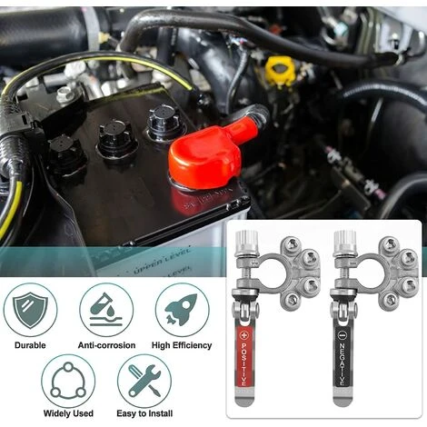 MONLY Connecteurs De Borne De Batterie Bornes De Batterie De Poteau Supérieur De Voiture Connecteurs De Pince De Câble De Fil SAE/JIS A Type Positif Et Négatif Pour Voitures, Les Camions, Les Bus 4 MONLY Connecteurs De Borne De Batterie Bornes De Batterie De Poteau Supérieur De Voiture Connecteurs De Pince De Câble De Fil SAE/JIS A Type Positif Et Négatif Pour Voitures, Les Camions, Les Bus – Image 4