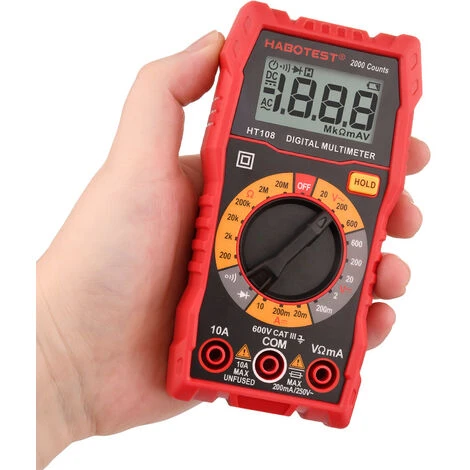 LADACèE Multimètre Numérique, Multimètre Digital, Volmetre Multifonctions 2000 Comptes, Testeur Électrique, Ohmmètre, Mesure La Tension CA/CC, Courant CC, Résistance, Continuité, Diode 1 LADACèE Multimètre Numérique, Multimètre Digital, Volmetre Multifonctions 2000 Comptes, Testeur Électrique, Ohmmètre, Mesure La Tension CA/CC, Courant CC, Résistance, Continuité, Diode