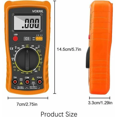 LUCKY-88 Multimètre Numérique Portable Multimètre Numérique Ampèremètre Voltmètre Ensemble Yichen Orange Avec Batterie 2 LUCKY-88 Multimètre Numérique Portable Multimètre Numérique Ampèremètre Voltmètre Ensemble Yichen Orange Avec Batterie – Image 2