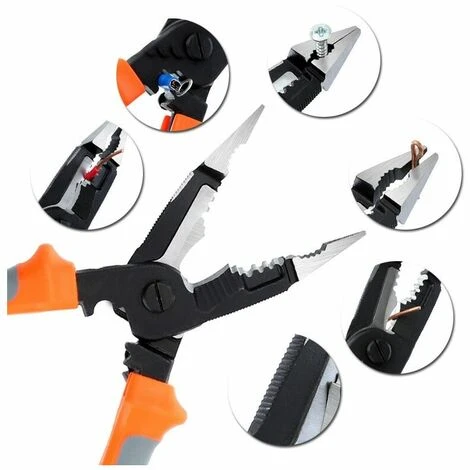 KAEJYIUT Pince à Sertir 5 En 1 De 8 Pouces, Dénudeur De Fil D'électricien, Pince à Découper De Cable Multifonction Avec Nez à Aiguille 4 KAEJYIUT Pince à Sertir 5 En 1 De 8 Pouces, Dénudeur De Fil D'électricien, Pince à Découper De Cable Multifonction Avec Nez à Aiguille – Image 4