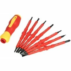 LIFCAUSAL Jeu De Tournevis Isolés Interchangeables 7 En 1 500V Avec Phillips Magnétique Et Embouts à Fente Kit D'outils De Réparation D'électricien