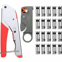 MONLY Sertisseuse De Câble Coaxial,Outil De Dénudage De Câble Coaxial Kit D'outils De Compression Coaxiale Dénudeur De Fil Avec Connecteurs F RG 6 / RG 58 / RG 59 / RG 174 #TCYJGJ