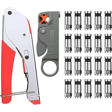 MONLY Sertisseuse De Câble Coaxial,Outil De Dénudage De Câble Coaxial Kit D'outils De Compression Coaxiale Dénudeur De Fil Avec Connecteurs F RG 6 / RG 58 / RG 59 / RG 174 #TCYJGJ 1 MONLY Sertisseuse De Câble Coaxial,Outil De Dénudage De Câble Coaxial Kit D'outils De Compression Coaxiale Dénudeur De Fil Avec Connecteurs F RG 6 / RG 58 / RG 59 / RG 174 #TCYJGJ