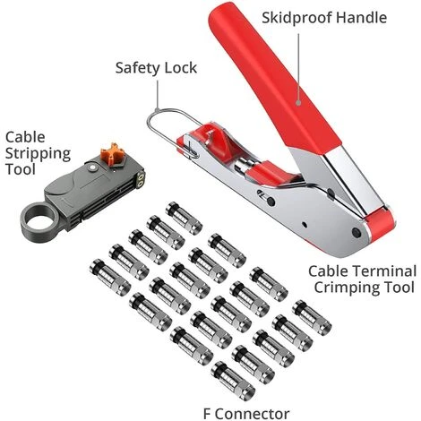 MONLY Sertisseuse De Câble Coaxial,Outil De Dénudage De Câble Coaxial Kit D'outils De Compression Coaxiale Dénudeur De Fil Avec Connecteurs F RG 6 / RG 58 / RG 59 / RG 174 #TCYJGJ 2 MONLY Sertisseuse De Câble Coaxial,Outil De Dénudage De Câble Coaxial Kit D'outils De Compression Coaxiale Dénudeur De Fil Avec Connecteurs F RG 6 / RG 58 / RG 59 / RG 174 #TCYJGJ – Image 2