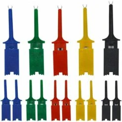 15pcs Clip Crochet Multimètre, Rouge × 3 Bleu × 3 Noir × 3 Jaune × 3 × Vert × 3, Grabber Sonde Test, Pour Test électronique（50mm）——Adélala
