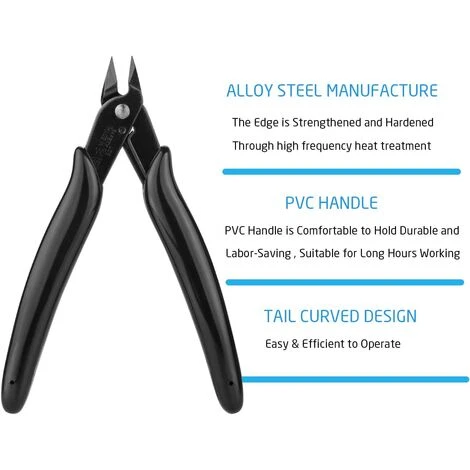 GRID COOL Lot De 6 Pinces Coupantes De Côté, Pince Coupante Electronique, Pince Coupante Cisaille Précision Diagonale Pour Câble Électrique, Bijoux, Bricolage –Noir 5 GRID COOL Lot De 6 Pinces Coupantes De Côté, Pince Coupante Electronique, Pince Coupante Cisaille Précision Diagonale Pour Câble Électrique, Bijoux, Bricolage –Noir – Image 5