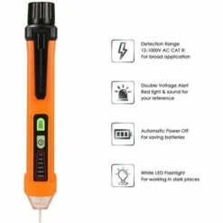 GALOZZOIT Multimètre, Ohmmètre Et Ampèremètre- Lampe De Poche Pour Stylo Testeur De Tension Sans Contact, Stylo Détecteur De Tension Alternative électrique, Batterie De Poche Compacte électrique 12-1000V Testeur De Tension Multimètre Inductif Avec Alarme Sonore Ave -Outil de l'électricien Soldes 2022 66824272 3