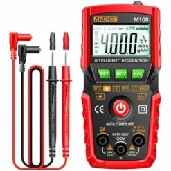 LIFCAUSAL ANENG M108 Multimetro Digitale Intelligente Auto Range 4000 Conti NCV Misuratore Multifunzione Palmare Voltmetro Amperometro Con Retroilluminazione Torcia AC/DC Tensione E Resistenza Di Corrente Rosso