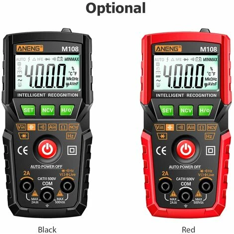 LIFCAUSAL ANENG M108 Multimetro Digitale Intelligente Auto Range 4000 Conti NCV Misuratore Multifunzione Palmare Voltmetro Amperometro Con Retroilluminazione Torcia AC/DC Tensione E Resistenza Di Corrente Rosso 2 LIFCAUSAL ANENG M108 Multimetro Digitale Intelligente Auto Range 4000 Conti NCV Misuratore Multifunzione Palmare Voltmetro Amperometro Con Retroilluminazione Torcia AC/DC Tensione E Resistenza Di Corrente Rosso – Image 2