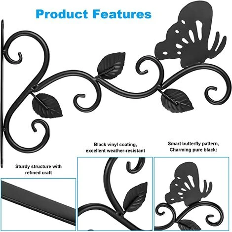 VOCTEIN Lot De 2 Porte-plantes Suspendus Panier à Plantes Fer Crochet Mural Jardinière Crochet Mural Mangeoire à Oiseaux Lanterne Vent Carillon Applique Murale 30 Cm 2 VOCTEIN Lot De 2 Porte-plantes Suspendus Panier à Plantes Fer Crochet Mural Jardinière Crochet Mural Mangeoire à Oiseaux Lanterne Vent Carillon Applique Murale 30 Cm – Image 2