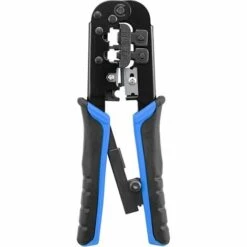 HAPPYSHOPPING Pince Manuelle à Cliquet Pour Câbles 8P/6P Et Câbles Téléphoniques Pince à Sertir à Tête Cristal Pince à Dénuder, Noir + Bleu - Noir + Bleu