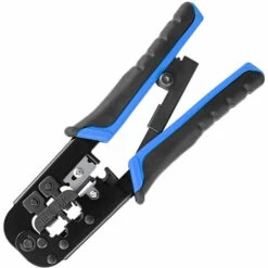 HAPPYSHOPPING Pince Manuelle à Cliquet Pour Câbles 8P/6P Et Câbles Téléphoniques Pince à Sertir à Tête Cristal Pince à Dénuder, Noir + Bleu - Noir + Bleu -Outil de l'électricien Soldes 2022 67447056 3