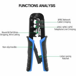 HAPPYSHOPPING Pince Manuelle à Cliquet Pour Câbles 8P/6P Et Câbles Téléphoniques Pince à Sertir à Tête Cristal Pince à Dénuder, Noir + Bleu - Noir + Bleu -Outil de l'électricien Soldes 2022 67447056 4