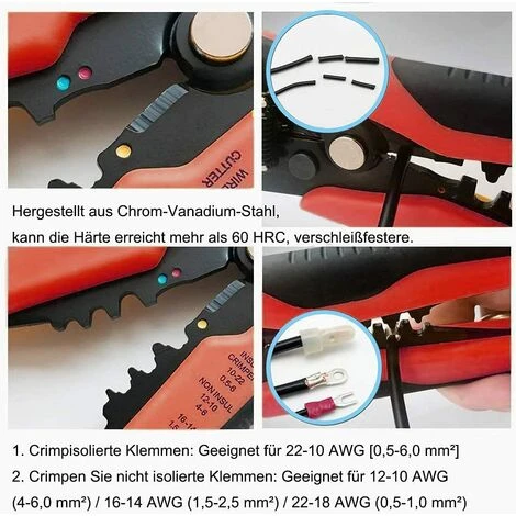KARTOKNER Pince à Dénuder, Pince à Dénuder Automatiquement, Dénuder, Couper, Sertir 3 En 1, Rouge 4 KARTOKNER Pince à Dénuder, Pince à Dénuder Automatiquement, Dénuder, Couper, Sertir 3 En 1, Rouge – Image 4