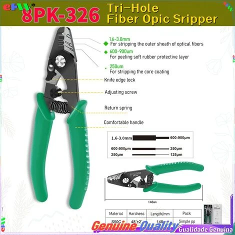 FUIENKO Pince à Dénuder La Fiber Optique à Trois Trous 8PK-326, Dénudeur De Fil De Fiber FTTH 8PK-100%, 1 Pièce, 326 1 FUIENKO Pince à Dénuder La Fiber Optique à Trois Trous 8PK-326, Dénudeur De Fil De Fiber FTTH 8PK-100%, 1 Pièce, 326