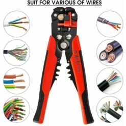 LIFCAUSAL Pince à Dénuder Automatique Pour Câble De 8 Pouces Pince à Dénuder Automatique Outil De Serrage De Fil Pinces à Sertir Pour Câble D'isolation Coupe-fil D'électricien Bornes Nues Et Bornes Isolées Sertissage (Rouge) -Outil de l'électricien Soldes 2022 68072327 4