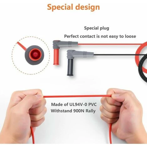 GRID COOL 1 Paire De Cordons De Test Multimètre Robustes 1M 1000V/20A/CAT III/IV Jeu De Pointes De Mesure De Câble De Test Pour Multimètre 2 GRID COOL 1 Paire De Cordons De Test Multimètre Robustes 1M 1000V/20A/CAT III/IV Jeu De Pointes De Mesure De Câble De Test Pour Multimètre – Image 2