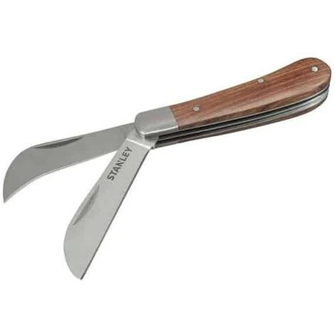 STANLEY Couteau D'électricien à 2 Lames Manche Bois - STHT0-62687 1 STANLEY Couteau D'électricien à 2 Lames Manche Bois - STHT0-62687