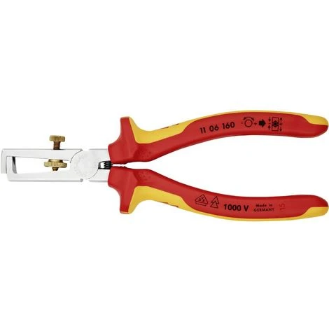 Pince à Dénuder, 160mm, Isolée Par Gaines Bi-matière, Certifiées VDE, Knipex 11 06 160 1 Pince à Dénuder, 160mm, Isolée Par Gaines Bi-matière, Certifiées VDE, Knipex 11 06 160