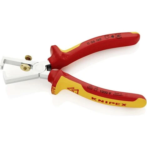 Pince à Dénuder, 160mm, Isolée Par Gaines Bi-matière, Certifiées VDE, Knipex 11 06 160 4 Pince à Dénuder, 160mm, Isolée Par Gaines Bi-matière, Certifiées VDE, Knipex 11 06 160 – Image 4