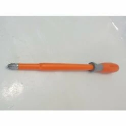Tournevis Cruciforme Pozidrive 10X200mm Isolé 1000V Manche Bi-matière Lame Acier Decolleté Empreinte PZ4 DERANCOURT POZI10X200BD